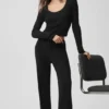 Sweater Knit Unwind Uzun Kollu - Siyah