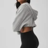 Sweet Escape Fermuarlı Kapüşonlu Kapüşonlu Sweatshirt - Atletik Melanj Gri