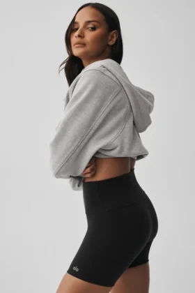 Sweet Escape Fermuarlı Kapüşonlu Kapüşonlu Sweatshirt – Atletik Melanj Gri