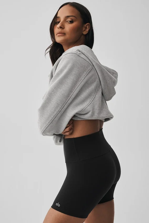 Sweet Escape Fermuarlı Kapüşonlu Kapüşonlu Sweatshirt - Atletik Melanj Gri
