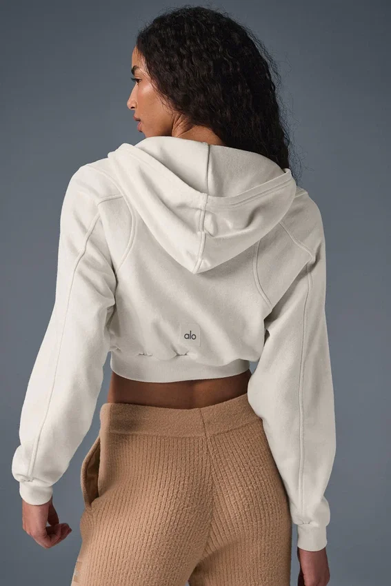 Sweet Escape Fermuarlı Kapüşonlu Kapüşonlu Sweatshirt - Fildişi