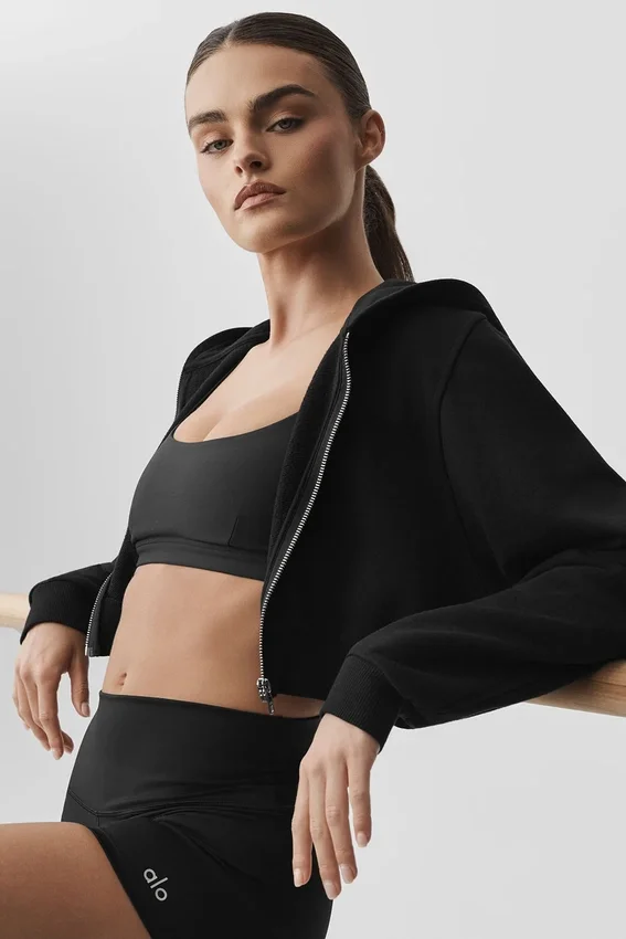 Sweet Escape Fermuarlı Kapüşonlu Kapüşonlu Sweatshirt - Siyah