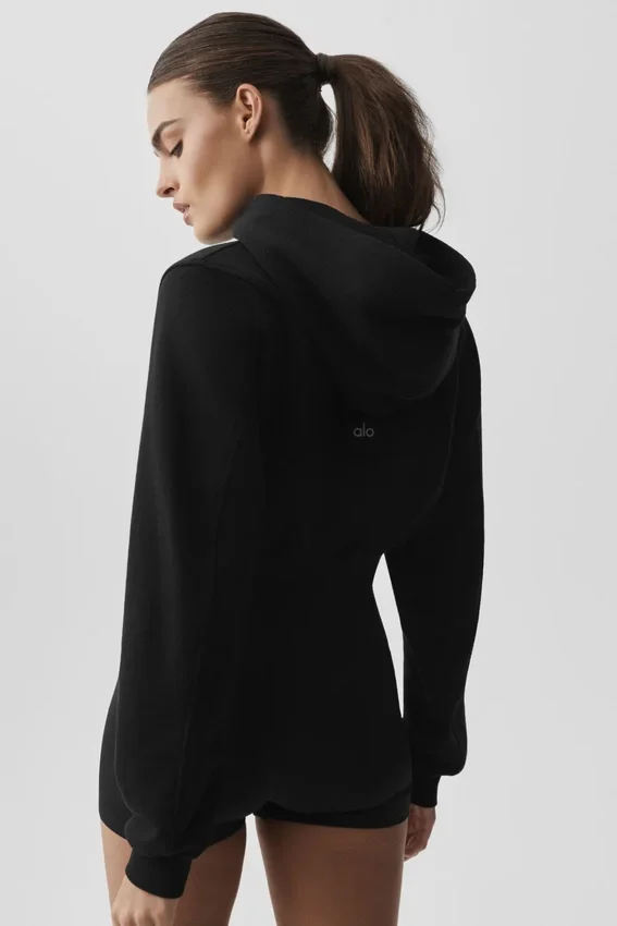 Sweet Escape Fermuarlı Kapüşonlu Kapüşonlu Sweatshirt - Siyah