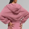 Sweet Escape Fermuarlı Kapüşonlu Sweatshirt - Pembe Yabani Gül