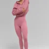 Sweet Escape Fermuarlı Kapüşonlu Sweatshirt - Pembe Yabani Gül