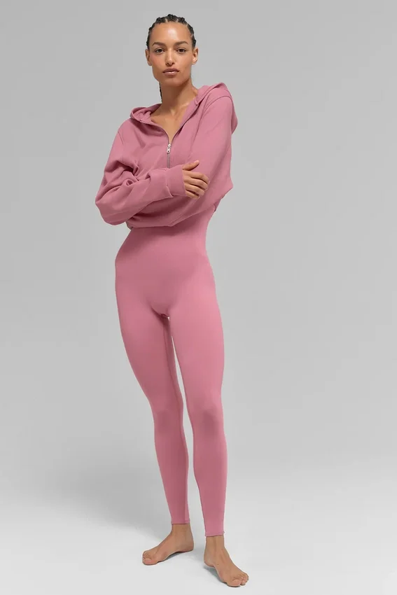 Sweet Escape Fermuarlı Kapüşonlu Sweatshirt - Pembe Yabani Gül