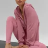Sweet Escape Fermuarlı Kapüşonlu Sweatshirt - Pembe Yabani Gül