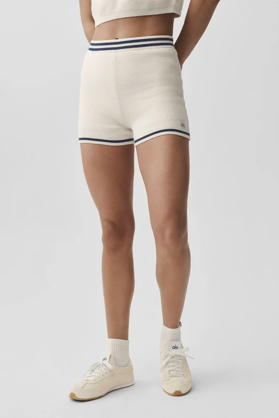 Tennis Club Kazak Örgü Hot Şort - Fildişi/Lacivert