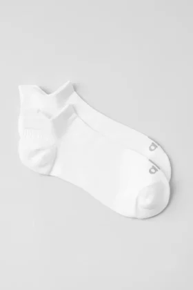 Unisex Performans Şeritli Çorap - Beyaz/Titanyum