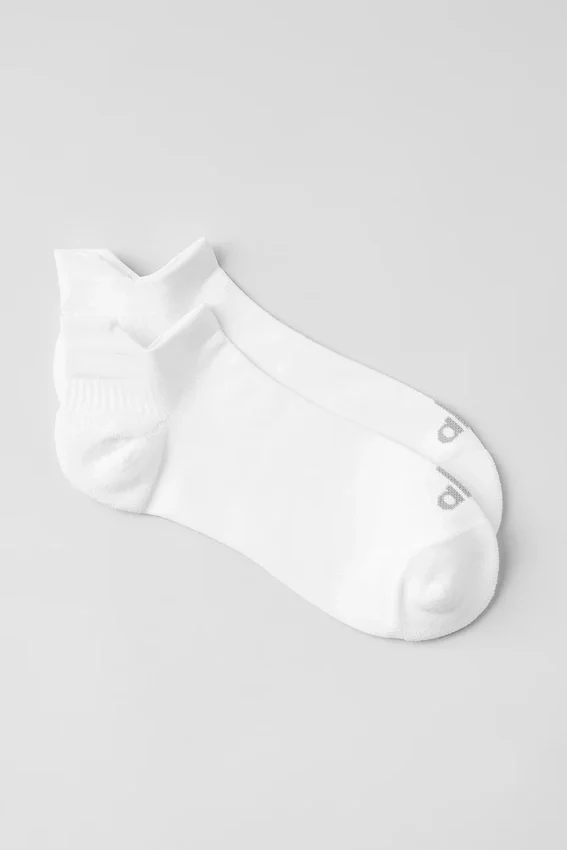 Unisex Performans Şeritli Çorap - Beyaz/Titanyum
