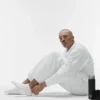 Unisex Performans Şeritli Çorap - Beyaz/Titanyum