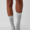 Unisex Throwback Çoraplar - Atletik Melanj Gri/Beyaz