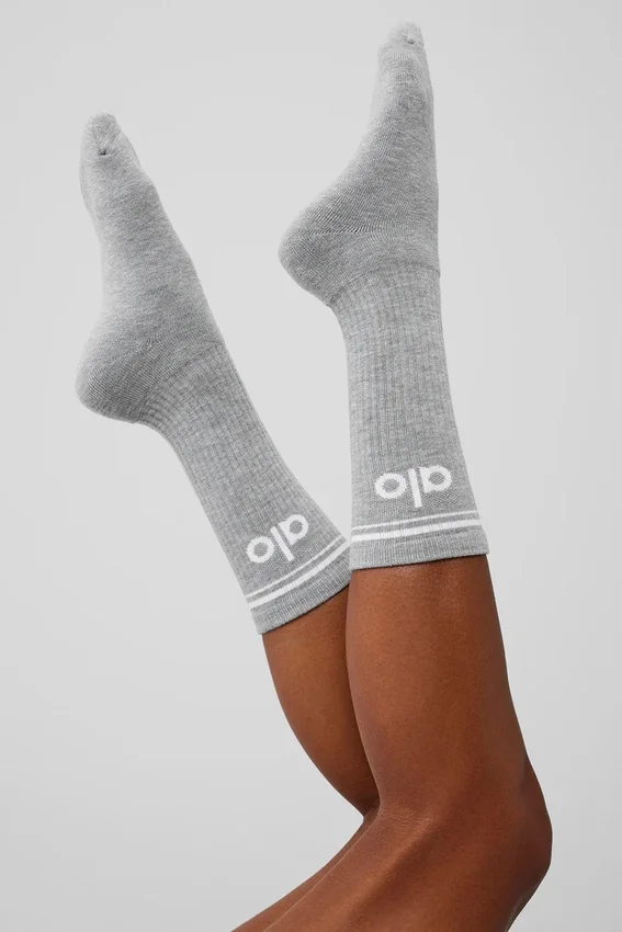 Unisex Throwback Çoraplar - Atletik Melanj Gri/Beyaz