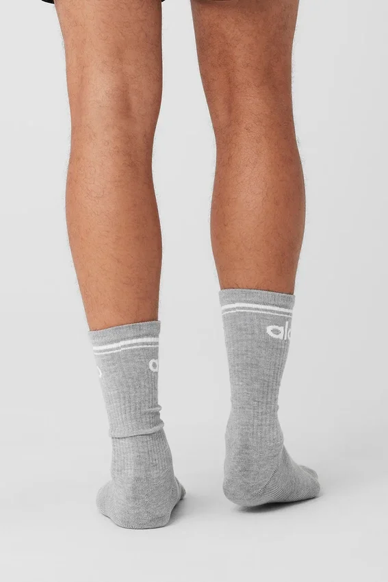 Unisex Throwback Çoraplar - Atletik Melanj Gri/Beyaz