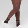 Unisex Yarım Bileğe Kadar Uzanan Retro Çorap - Brownstone/Beyaz