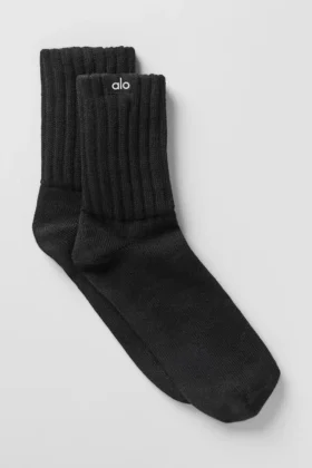 Unisex Yarım Bilekli Büzgülü Çorap - Siyah