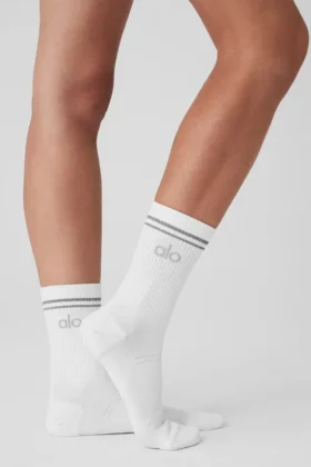 Unisex Yarım Bilekli Performans Çorabı – Beyaz