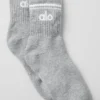 Unisex Yarım Bilekli Retro Çorap - Atletik Melanj Gri/Beyaz