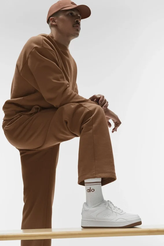 Unisex Yarım Bilekli Retro Çorap - Beyaz/Güneş Öpücüğü Kahverengi