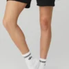 Unisex Yarım Bilekli Retro Çorap - Beyaz/Siyah