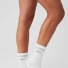 Unisex Yarım Bilekli Retro Çorap - Beyaz/Titanyum