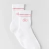 Unisex Yarım Bilekli Retro Çorap - Beyaz/Vintage Pembe