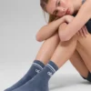 Unisex Yarım Bilekli Retro Çorap - Bluestone/Beyaz