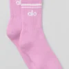 Unisex Yarım Bilekli Retro Çorap - Şeker Kalp Pembesi/Beyaz