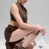 Unisex Yarım Bilekli Retro Çorap - Espresso/Beyaz