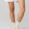 Unisex Yarım Bilekli Retro Çorap - Kemik/Beyaz