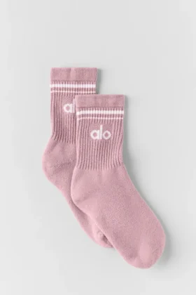 Unisex Yarım Bilekli Retro Çorap - Vintage Pembe/Beyaz