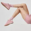 Unisex Yarım Bilekli Retro Çorap - Vintage Pembe/Beyaz