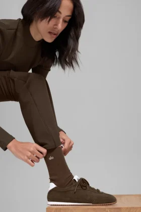 Unisex Yarım Bilekli Sade Çorap – Espresso
