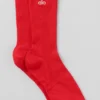 Unisex Yarım Bilekli Sade Çorap - Parlak Kırmızı