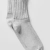 Unisex Yarım Bilekli Scrunch Çorap - Atletik Melanj Gri
