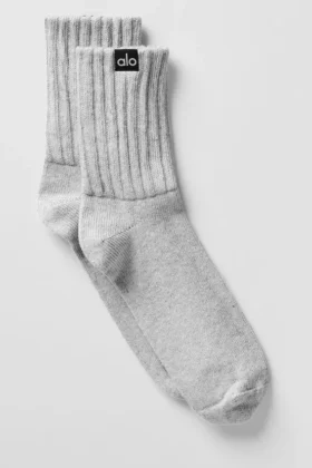 Unisex Yarım Bilekli Scrunch Çorap - Atletik Melanj Gri