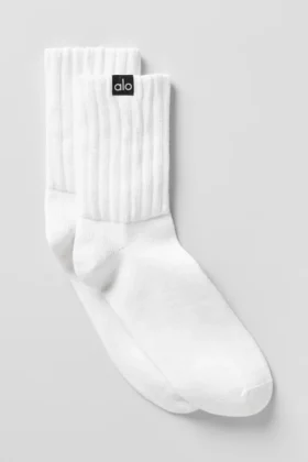 Unisex Yarım Bilekli Scrunch Çorap - Beyaz