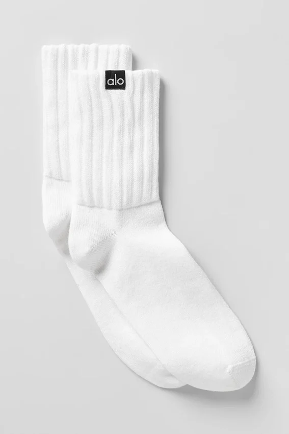 Unisex Yarım Bilekli Scrunch Çorap - Beyaz