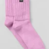 Unisex Yarım Bilekli Scrunch Çorap - Şeker Kalpli Pembe