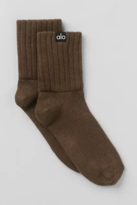Unisex Yarım Bilekli Scrunch Çorap - Espresso