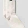 Unisex Yarım Bilekli Scrunch Çorap - Fildişi
