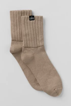 Unisex Yarım Bilekli Scrunch Çorap - Gravel