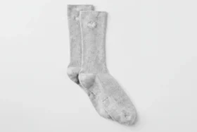 Unisex Yarım Boy Sade Çorap - Atletik Melanj Gri