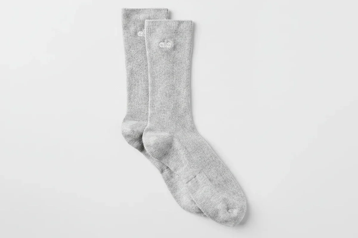 Unisex Yarım Boy Sade Çorap - Atletik Melanj Gri