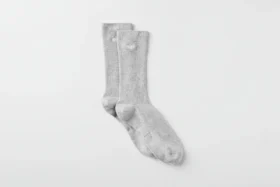 Unisex Yarım Boy Sade Çorap - Atletik Melanj Gri