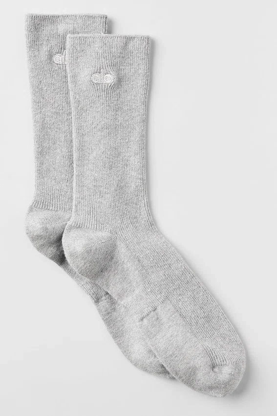 Unisex Yarım Boy Sade Çorap - Atletik Melanj Gri