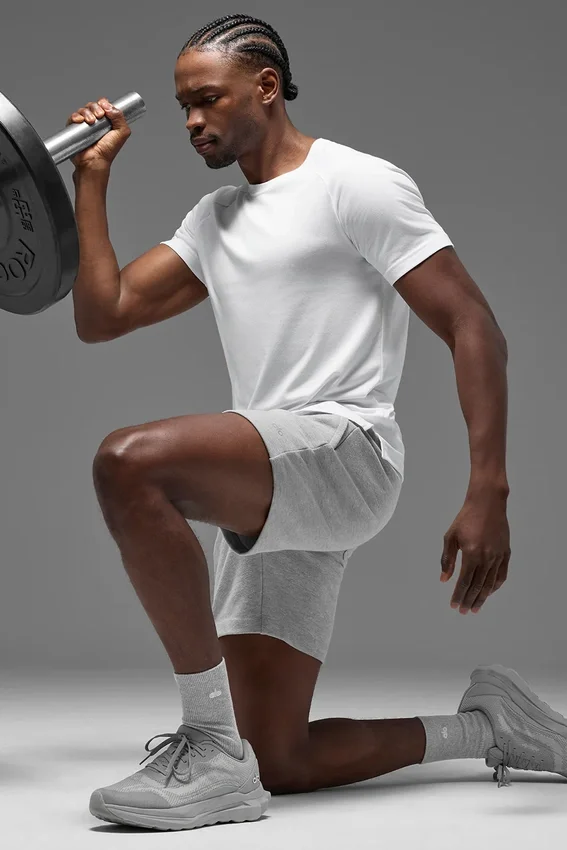 Unisex Yarım Boy Sade Çorap - Atletik Melanj Gri
