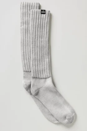 Unisex Yıkanmış Scrunch Çorap - Bulanık Gri Yıkama