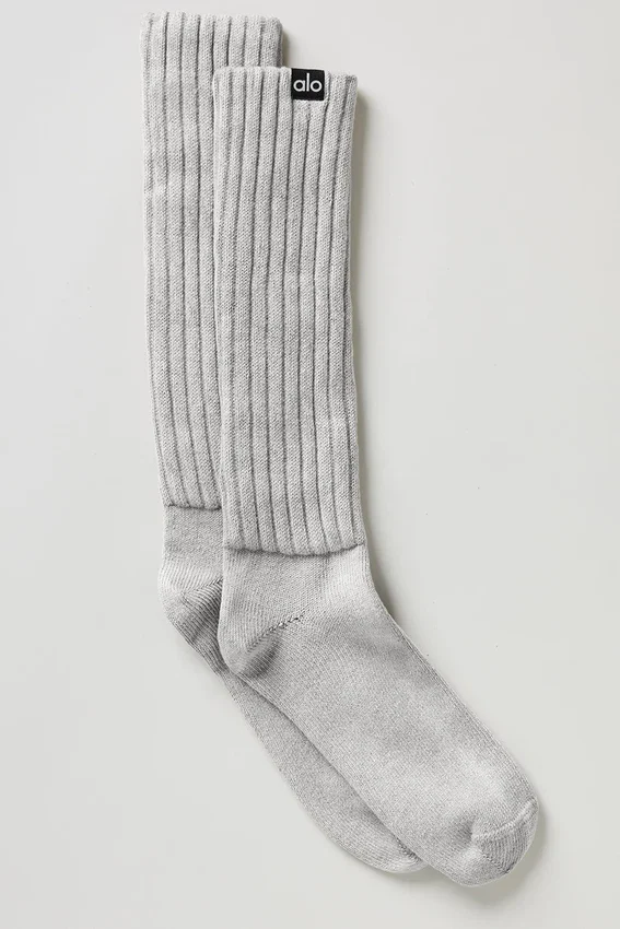 Unisex Yıkanmış Scrunch Çorap - Bulanık Gri Yıkama
