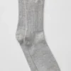Unisex Yün-Kaşmir Hafif Buzlu Çoraplar - Açık Melanj Gri/Fildişi